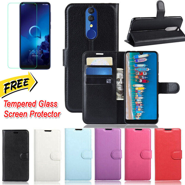 New Premium Leather Wallet PHONE Case TPU Cover For Telstra Evoke Pro + Glass SP