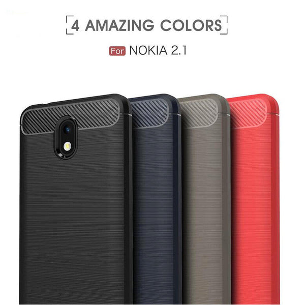 For New NOKIA 2.1 (2018) Shockproof Protective Carbon TPU Cover Anti Knock Case