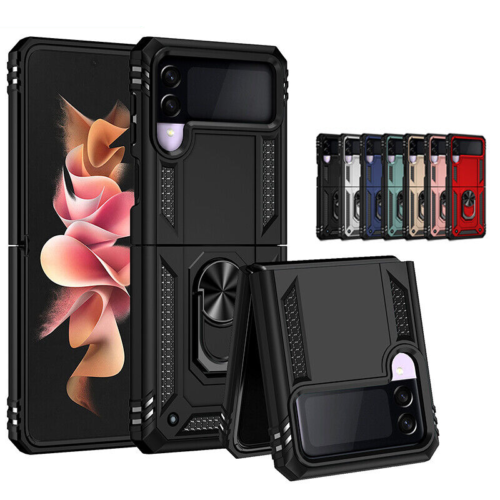 For Samsung Galaxy Z Flip 4 /3 5G Armor Case Shockproof Rugged Ring Holder Cover